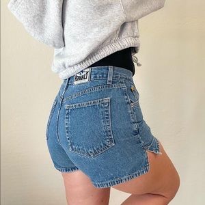 vintage blue asphalt denim shorts